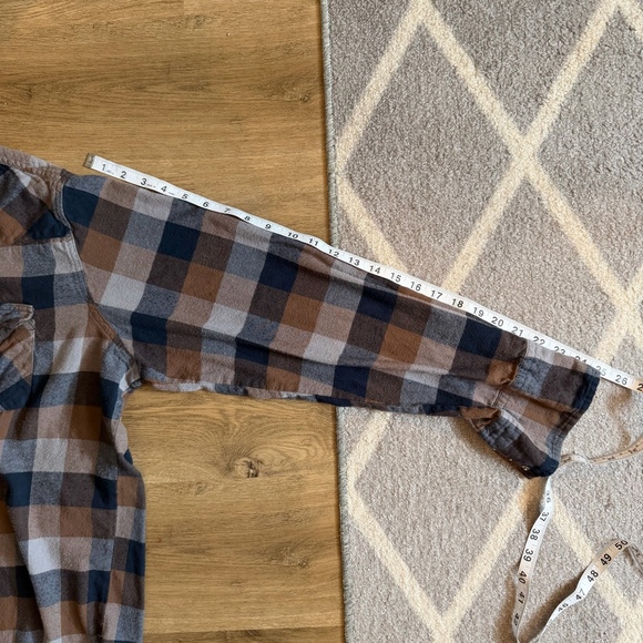 Wrangler Pearl Snap Flannel Shirt Plaid Western Cowboy No Size Tag - Picture 6 of 8